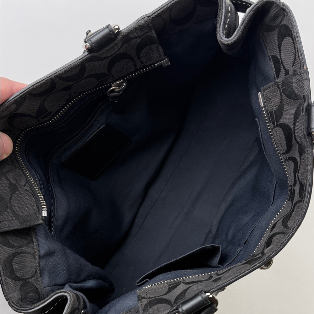 Coach Hamilton Black Signature Canvas Satchel - Picture 7 of 14